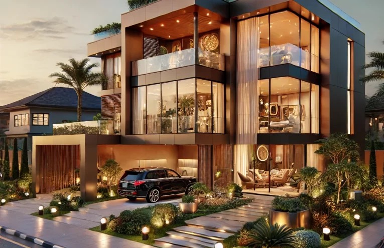 DALL·E 2025-02-16 15.17.32 - A high-resolution, hyper-realistic image of a luxurious Nigerian home with natural lighting. The setting is in an upscale Nigerian neighborhood, featu