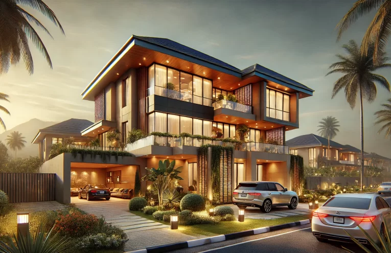 DALL·E 2025-02-16 15.18.12 - A high-resolution, hyper-realistic image of a luxurious Nigerian home with natural lighting. The setting is in an upscale Nigerian neighborhood, featu