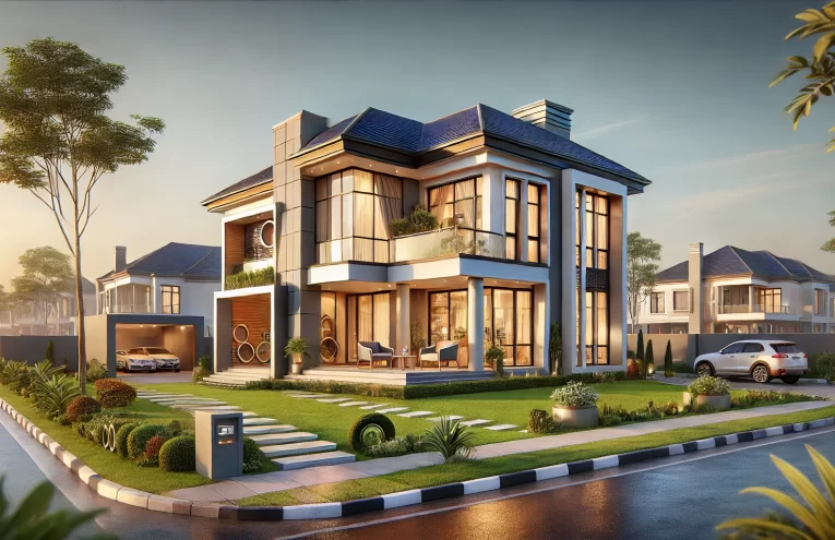 DALL·E 2025-02-16 15.59.48 - A high-resolution, hyper-realistic 4K image of a luxurious Nigerian home, designed for modern living. The house features elegant architecture with a b